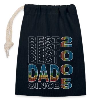 Meilleur papa du monde depuis 2005 Fête des Pères - Sac cadeau en coton avec cordon (14 x 20 cm) - bleu marine - Devant