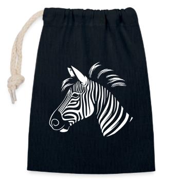 Zèbre - Sac cadeau en coton avec cordon (14 x 20 cm) - bleu marine - Devant