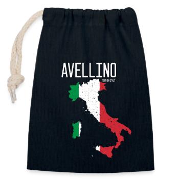 Avellino Italie Carte du drapeau italien Italie - Sac cadeau en coton avec cordon (14 x 20 cm) - bleu marine - Devant