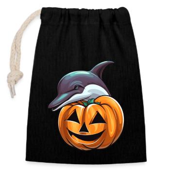 Dolphin Pumpkin Lazy Halloween Party Costume - Sac cadeau en coton avec cordon (14 x 20 cm) - noir - Devant