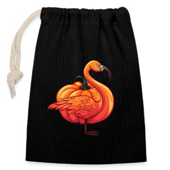 Flamingo Pumpkin Lazy Halloween Party Costume Kids - Closable cotton gift bag (14x20cm) - black - Front