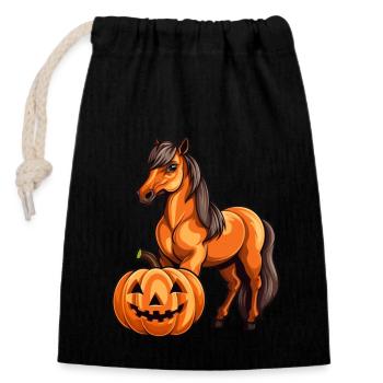 Cheval Citrouille Paresseux Halloween Party Costume Enfants - Sac cadeau en coton avec cordon (14 x 20 cm) - noir - Devant
