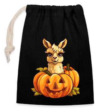 Lama Citrouille Paresseux Halloween Party Costume Enfants - Sac cadeau en coton avec cordon (14 x 20 cm) - noir - Devant