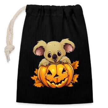 Koala Pumpkin Lazy Halloween Party Costume pour - Sac cadeau en coton avec cordon (14 x 20 cm) - noir - Devant