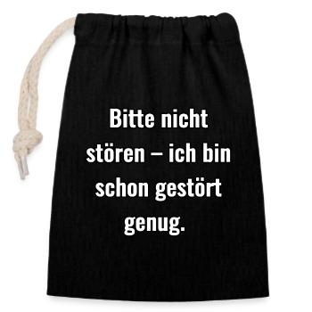 Bitte nicht stören... - Verschließbarer Geschenkbeutel aus Baumwolle (14x20cm) - Schwarz - Vorne