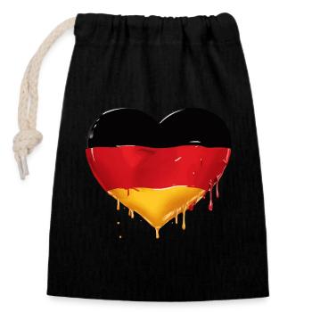 DEUTSCHLAND HERZ DEUTSCHLANDFAHNE DEUTSCHLAND - Verschließbarer Geschenkbeutel aus Baumwolle (14x20cm) - Schwarz - Vorne