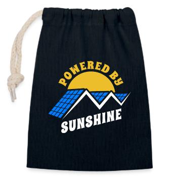Powered by sunshine, Photovoltaics - Solar Energy - - Closable cotton gift bag (14x20cm) - navy - Front
