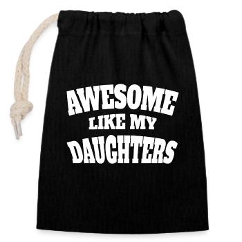 Awesome like my daughters - Closable cotton gift bag (14x20cm) - black - Front