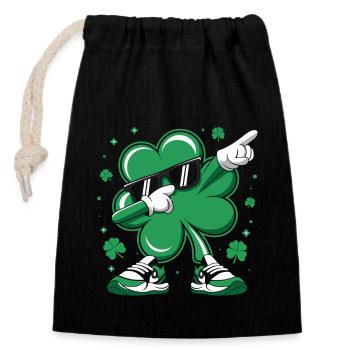 Dabbing Shamrock Saint-Patrick Dab Dance enfants - Sac cadeau en coton avec cordon (14 x 20 cm) - noir - Devant
