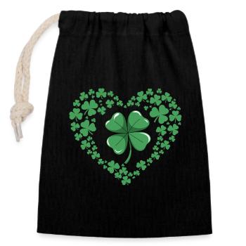 Shamrock Heart St. Patrick’s Day Irish Love Men - Verschließbarer Geschenkbeutel aus Baumwolle (14x20cm) - Schwarz - Vorne