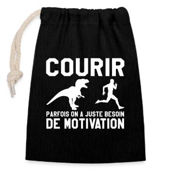 Running - Running Gift - Closable cotton gift bag (14x20cm) - black - Front