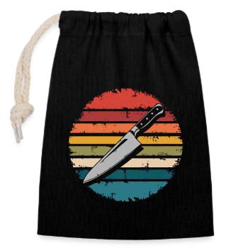 Couteau de chef vintage Cadeaux de cuisine culinaire Chefs - Sac cadeau en coton avec cordon (14 x 20 cm) - noir - Devant