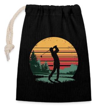 Retro Golfer Golf Swing Gifts for Golfer Players - Verschließbarer Geschenkbeutel aus Baumwolle (14x20cm) - Schwarz - Vorne