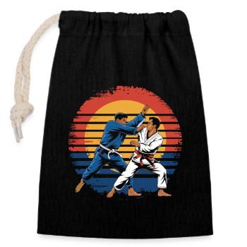 Retro Vintage Jiu Jitsu Martial Arts Grappling - Verschließbarer Geschenkbeutel aus Baumwolle (14x20cm) - Schwarz - Vorne
