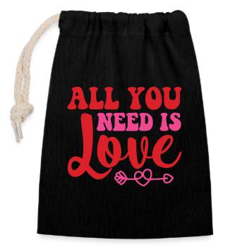 All You Need Is Love - Verschließbarer Geschenkbeutel aus Baumwolle (14x20cm) - Schwarz - Vorne