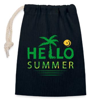 Hello Summer - Closable cotton gift bag (14x20cm) - navy - Front