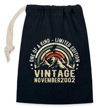 November 2002 Birthday - November 2002 Gift - Closable cotton gift bag (14x20cm) - navy - Front