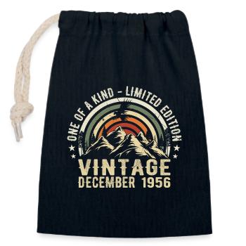 Décembre 1956 - Excellent depuis décembre 1956 - Sac cadeau en coton avec cordon (14 x 20 cm) - bleu marine - Devant