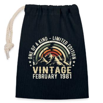 Geburtstag - Februar Geschenk Jahrgang Februar 1981 - Verschließbarer Geschenkbeutel aus Baumwolle (14x20cm) - Navy - Vorne