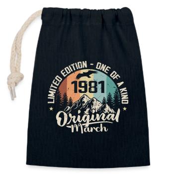 März 1981 Geburtstagsgeschenk - Geboren im März 1981 - Verschließbarer Geschenkbeutel aus Baumwolle (14x20cm) - Navy - Vorne