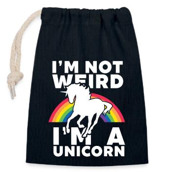 I am Not Weird I am A Unicorn - Closable cotton gift bag (14x20cm) - navy - Front