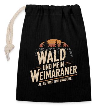 Wald und mein Weimaraner - Verschließbarer Geschenkbeutel aus Baumwolle (14x20cm) - Schwarz - Vorne
