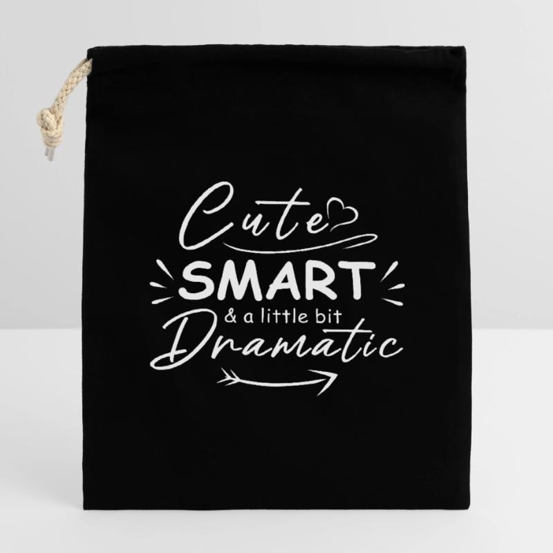 Mignon, intelligent et un peu dramatique Sac cadeau en coton avec cordon (14 x 20 cm)