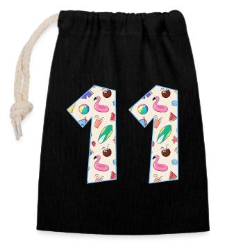 HOLIDAY NUMBER 11 YEARS SUMMER 11TH BIRTHDAY - Closable cotton gift bag (14x20cm) - black - Front