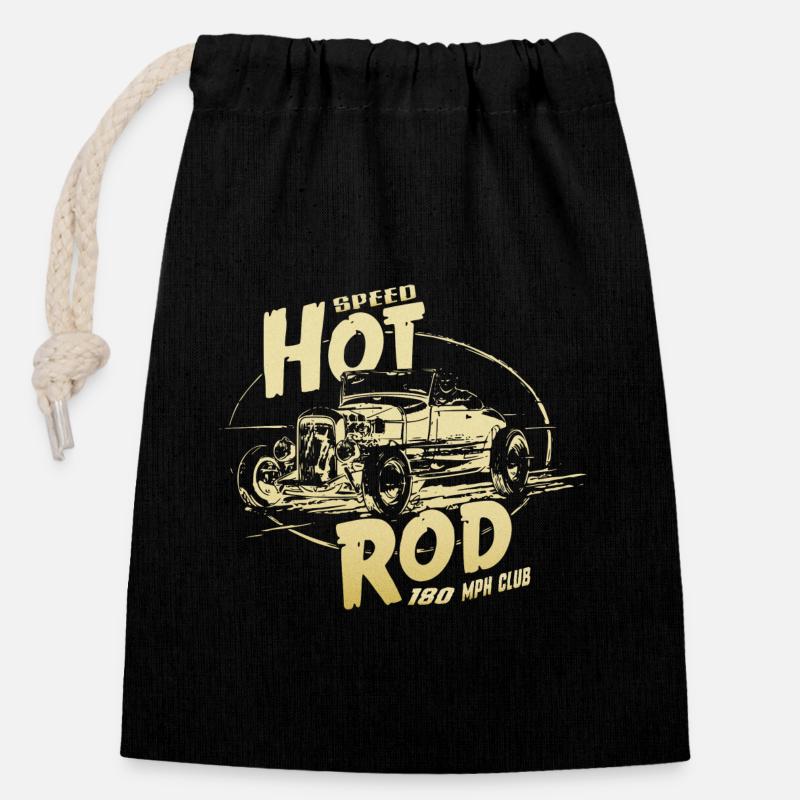 Hot rod garage V8 - Closable cotton gift bag (14x20cm) - black