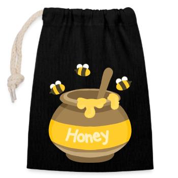 Honey - Closable cotton gift bag (14x20cm) - black - Front