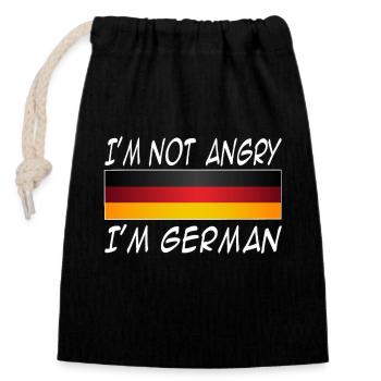 I’m not angry I’m German - Verschließbarer Geschenkbeutel aus Baumwolle (14x20cm) - Schwarz - Vorne