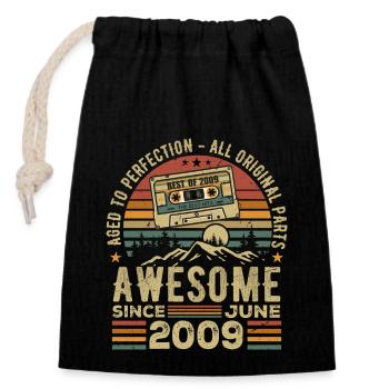 June 2009 Vintage Born In June 2009 Birthday - Closable cotton gift bag (14x20cm) - black - Front
