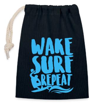 Surfing Wake Surf Repeat - Closable cotton gift bag (14x20cm) - navy - Front