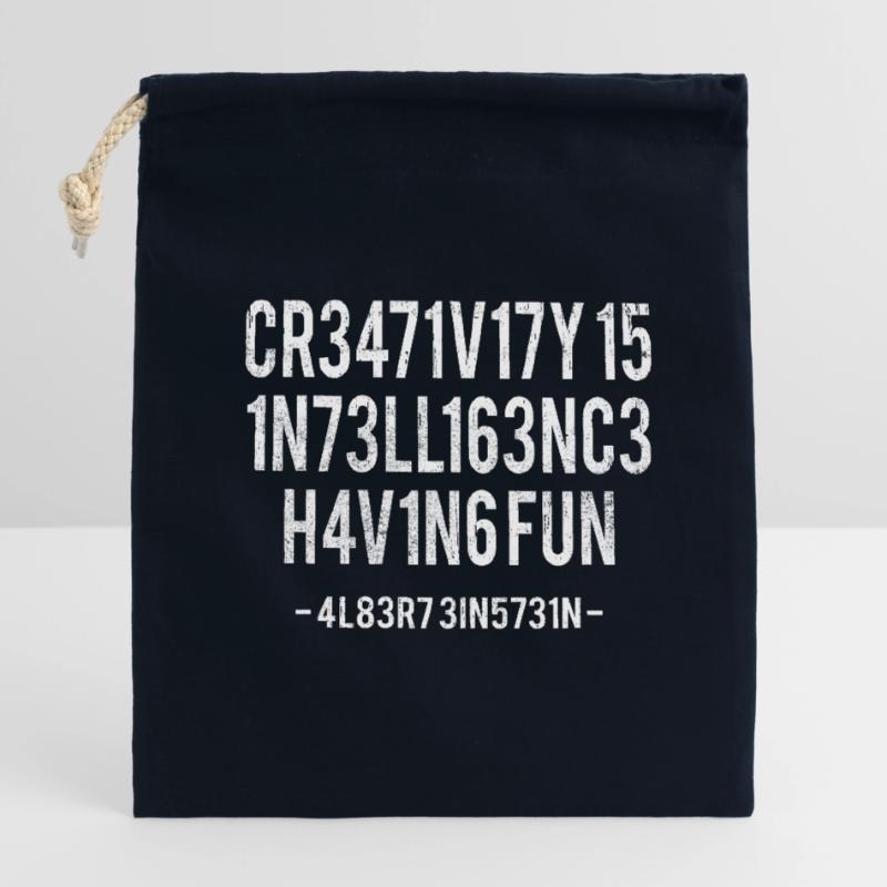 La créativité, c’est l’intelligence S’amuser Citation drôle Sac cadeau en coton avec cordon (14 x 20 cm)