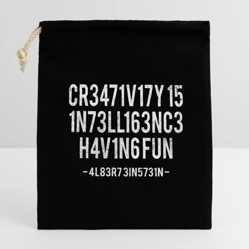 La créativité, c’est l’intelligence S’amuser Citation drôle Sac cadeau en coton avec cordon (14 x 20 cm)