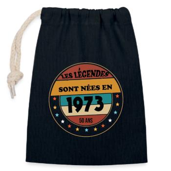 Millésime 1973 Cadeau 50 Ans Homme Anniversaire - Sac cadeau en coton avec cordon (14 x 20 cm) - bleu marine - Devant
