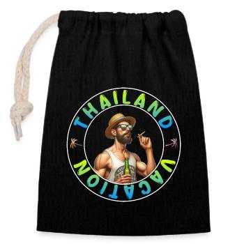 Thailand Urlaub Party Outfit Full Moon Party - Verschließbarer Geschenkbeutel aus Baumwolle (14x20cm) - Schwarz - Vorne