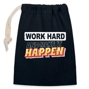 Work hard and make it happen - Verschließbarer Geschenkbeutel aus Baumwolle (14x20cm) - Navy - Vorne