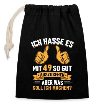 49. Geburtstag Mann Frau 49 Jahre - Verschließbarer Geschenkbeutel aus Baumwolle (14x20cm) - Schwarz - Vorne