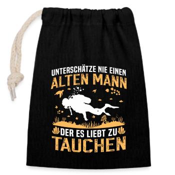 Alten Mann der es liebt zu tauchen - Verschließbarer Geschenkbeutel aus Baumwolle (14x20cm) - Schwarz - Vorne