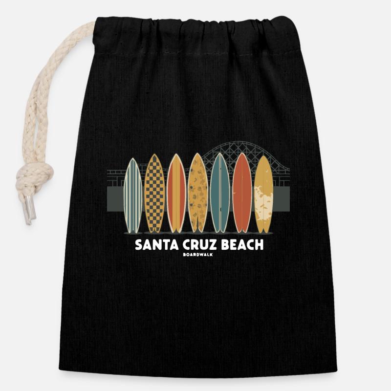 Santa Cruz - Closable cotton gift bag (14x20cm) - black