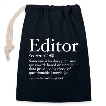 Funny Editor Definition Editor Definition - Editor - Sac cadeau en coton avec cordon (14 x 20 cm) - bleu marine - Devant