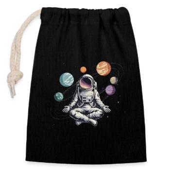 Astronaut Yoga Meditation Space Planets Orbit - Closable cotton gift bag (14x20cm) - black - Front