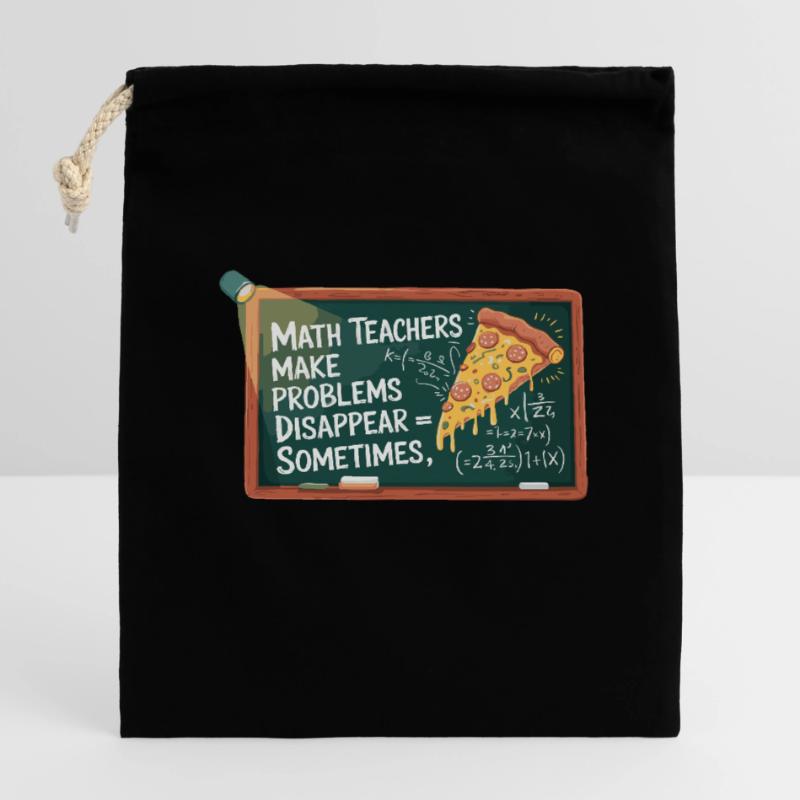 Funny Math Teacher Design Pizza & Problem Solving Closable cotton gift bag (14x20cm)