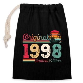 Né 1998 25ème anniversaire Cadeau homme / femme - Sac cadeau en coton avec cordon (14 x 20 cm) - noir - Devant