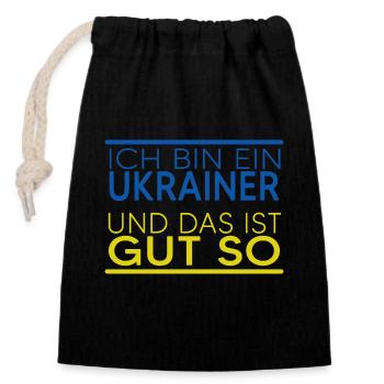 UKRAINE "Ukrainer" slava ukraini - Verschließbarer Geschenkbeutel aus Baumwolle (14x20cm) - Schwarz - Vorne