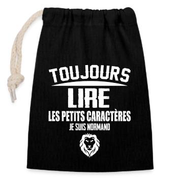 Maillot normand homme normandie humour lion - Sac cadeau en coton avec cordon (14 x 20 cm) - noir - Devant