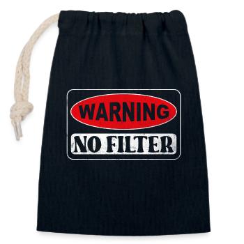 Warning - no filter - Closable cotton gift bag (14x20cm) - navy - Front