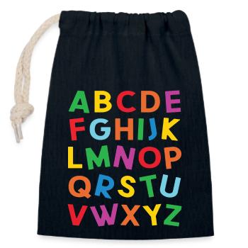 ABC Bunte Buchstaben des Alphabets zum Lesen - Verschließbarer Geschenkbeutel aus Baumwolle (14x20cm) - Navy - Vorne