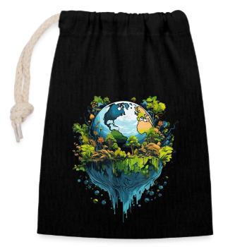 Respectez votre mère, le Jour de la Terre - Sac cadeau en coton avec cordon (14 x 20 cm) - noir - Devant